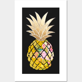 Aloha pineapple, faux gold Posters and Art